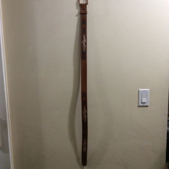 Vintage tooled leather belt with eagles - Picture 7 of 13